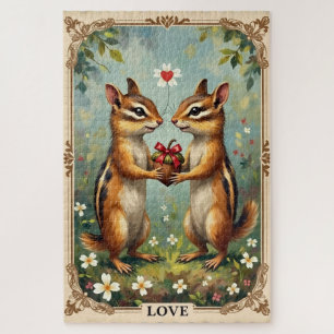 Chipmunks Exchanging Heart-Shaped Acorn Jigsaw Puzzle