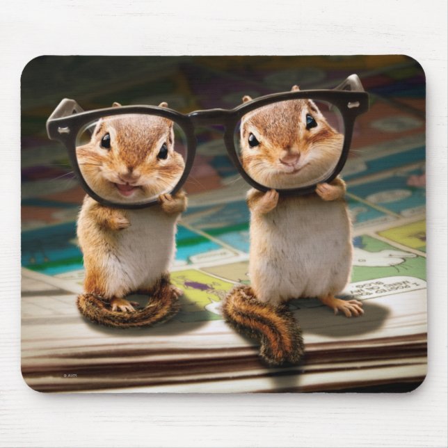 Chipmunks in Reading Glasses Mouse Mat (Front)