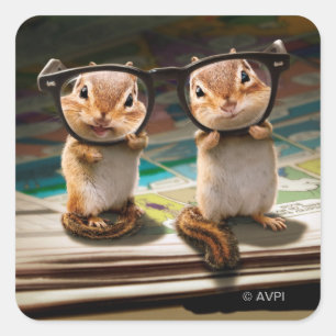 Chipmunks in Reading Glasses Square Sticker