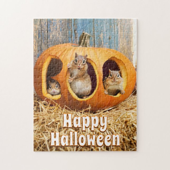 Chipmunks Inside Boo Jack-o-Lantern Jigsaw Puzzle (Vertical)