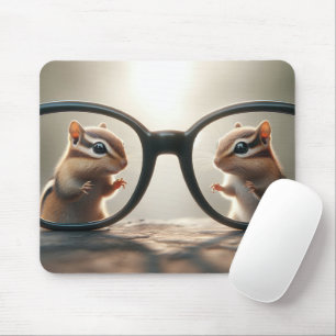 Chipmunks Peering Through Big Black Glasses  Mouse Mat