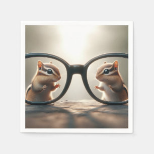 Chipmunks Peering Through Big Black Glasses  Napkin