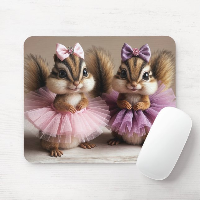 Chipmunks Wearing Tutus  Mouse Mat (With Mouse)