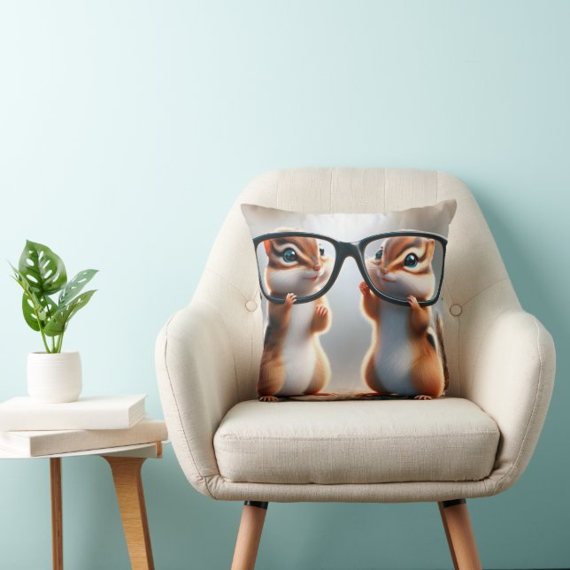 Chipmunks With Black Eyeglasses Cushion (Chair)