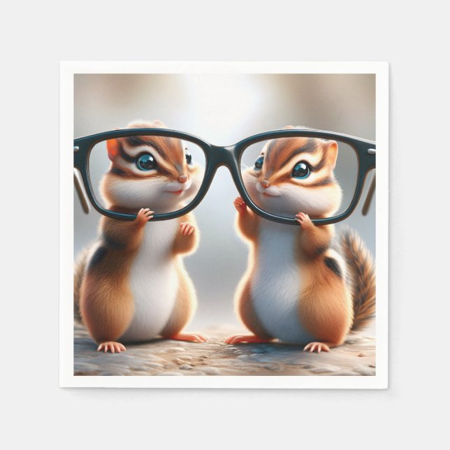 Chipmunks With Black Eyeglasses Napkin (Front)