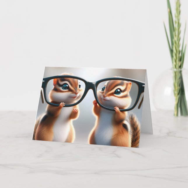 Chipmunks With Glasses Birthday Humour Card (Front)