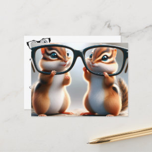 Chipmunks With Glasses Eye Doctor Postcard