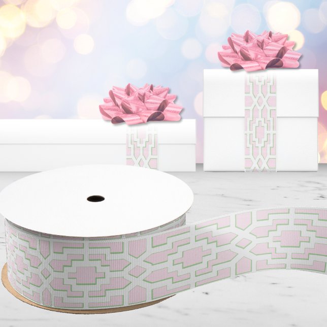 Chippendale Fret in Pink and Green Grosgrain Ribbon (Creator Uploaded)