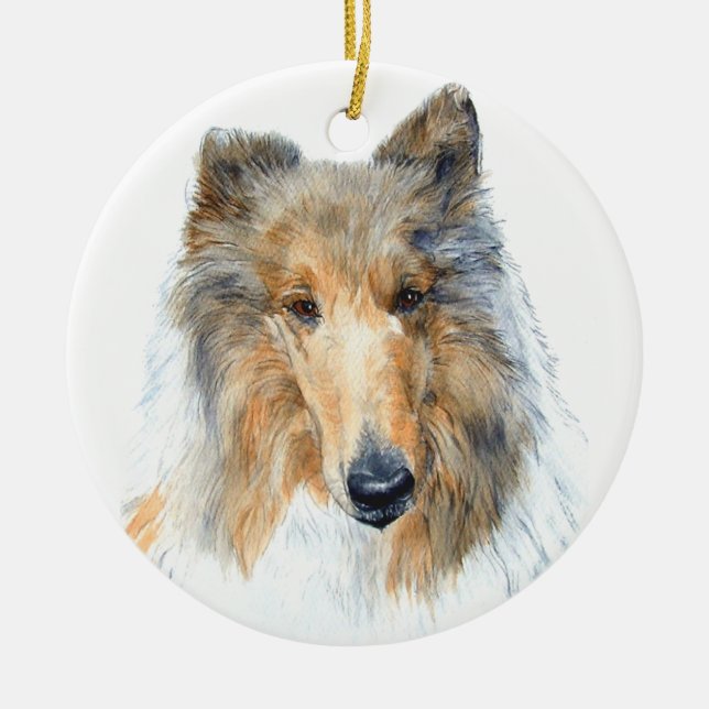 Chipper the Collie Ceramic Tree Decoration (Front)