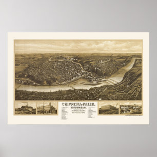 Chippewa Falls, WI Panoramic Map - 1907 Poster