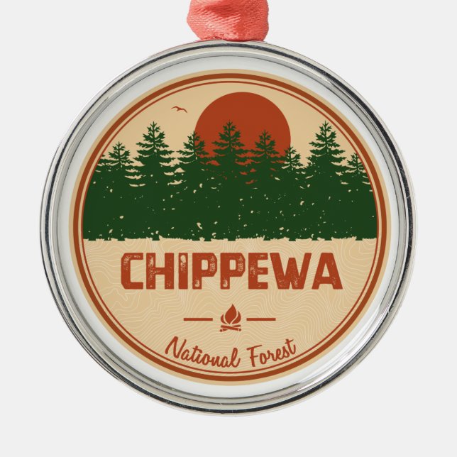 Chippewa National Forest Metal Tree Decoration (Front)