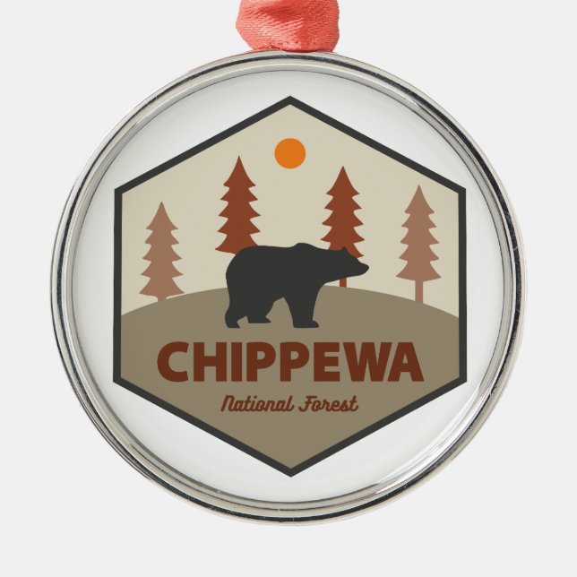 Chippewa National Forest Minnesota Bear Metal Tree Decoration (Front)