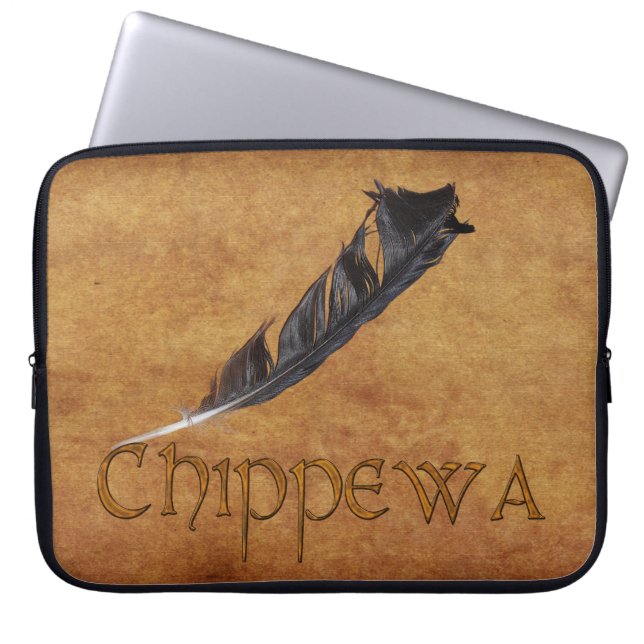 CHIPPEWA Native American Feather Laptop Sleeve (Front)