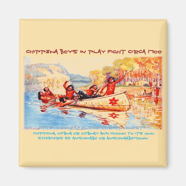 "Chippewa/Ojibwe Boys-Circa 1700" Magnet (Front)