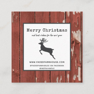Chippy Wood Distressed Farmhouse Merry Christmas   Square Business Card