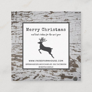 Chippy Wood Distressed Farmhouse Merry Christmas  Square Business Card