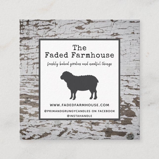Chippy Wood Distressed Farmhouse Style  Square Bus Square Business Card (Front)
