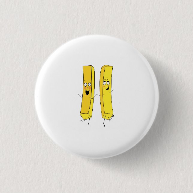 Chips, fries themed 3 cm round badge (Front)