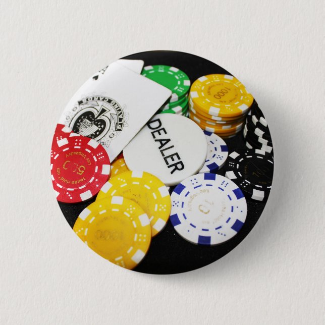 Chips Gambling Casino Win Game Luck Risk Bet 6 Cm Round Badge (Front)