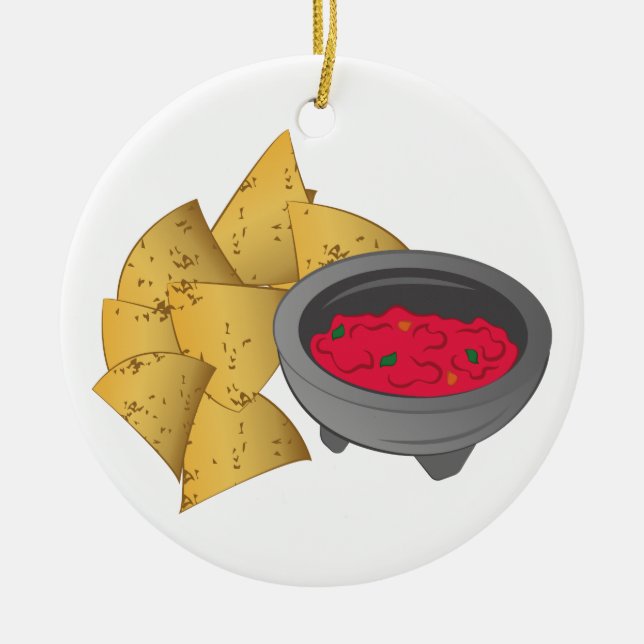 Chips & Salsa Ceramic Tree Decoration (Front)