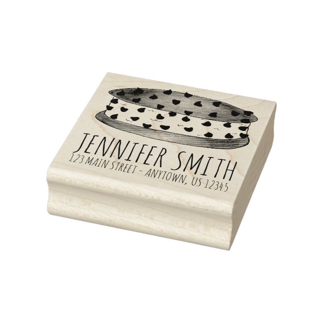 Chipwich Cookie Ice Cream Sandwich Foodie Address Rubber Stamp (Stamp)