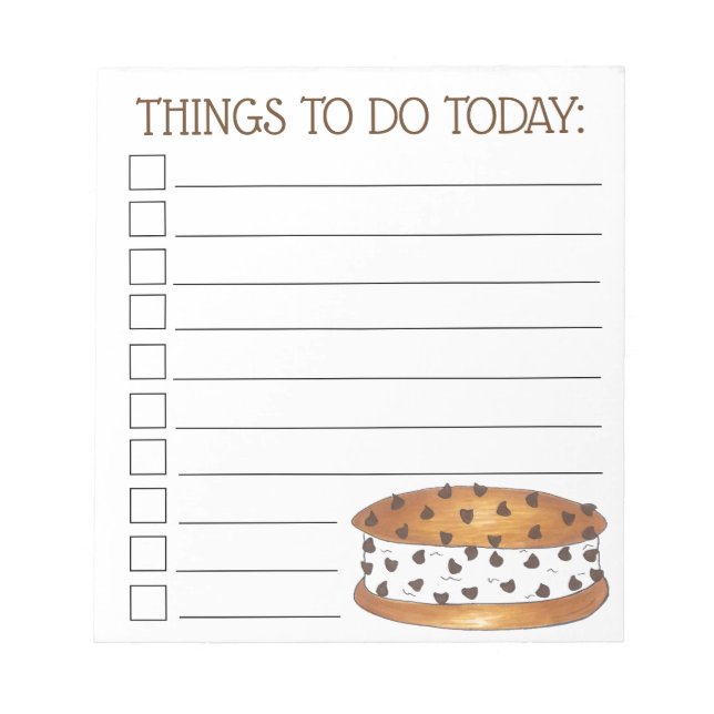 Chipwich Ice Cream Sandwich Things To Do List Notepad (Front)