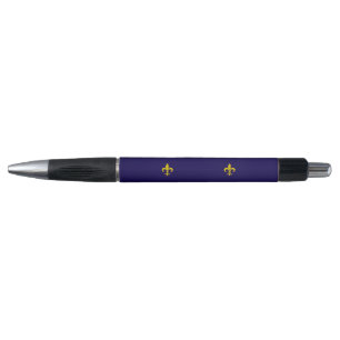 Chique Golden French Lilie On Blue Pen