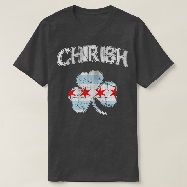 Chirish Chicago Flag Shamrock T-Shirt (Design Front)