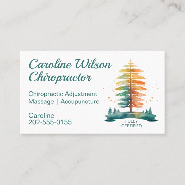 Chiropactor Osteopath Physiotherapists Watercolor Business Card (Front)