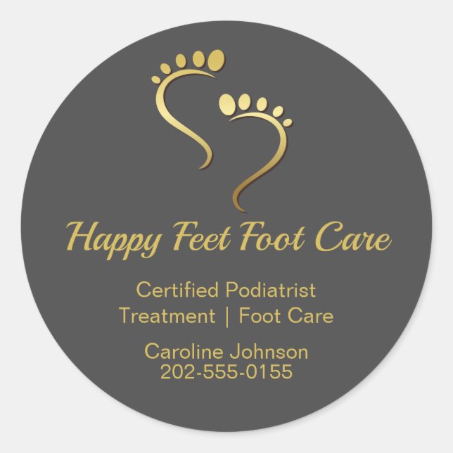 Chiropodist Podiatrist Pedicure Foot Care Business Classic Round Sticker (Front)