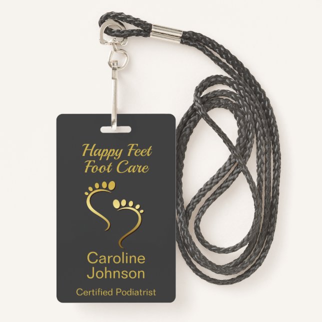 Chiropodist Podiatrist Pedicure Foot Care Business ID Badge (Front with Lanyard)