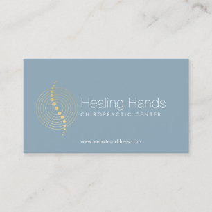 Chiropractic Abstract Gold Circles Logo on Blue Business Card