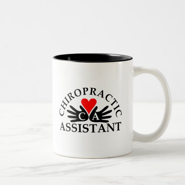 Chiropractic Assistant (Heart In Hands Logo) Two-Tone Coffee Mug (Right)