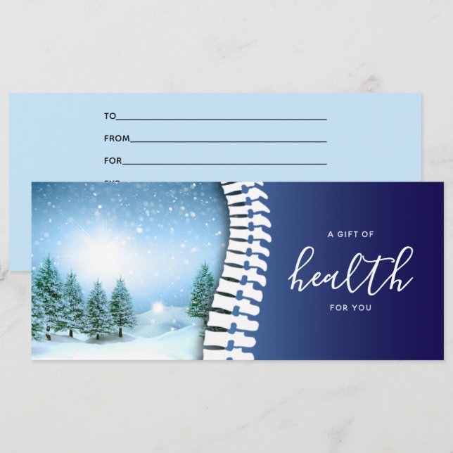 Chiropractic Blue Spine Holiday Gift Certificate (Front/Back)
