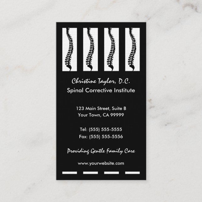Chiropractic Business Cards (Black) (Front)