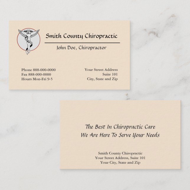 Chiropractic Chiropractor Business Card (Front/Back)