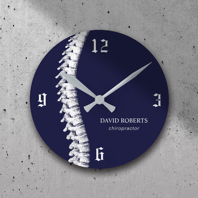 Chiropractic Chiropractor Spine Therapist Navy Round Clock (Creator Uploaded)