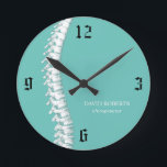 Chiropractic Chiropractor Spine Therapist Teal Round Clock<br><div class="desc">Chiropractic Chiropractor Spine Therapist Chiro Teal Clocks.</div>