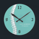 Chiropractic Chiropractor Spine Therapist Teal Round Clock<br><div class="desc">Chiropractic Chiropractor Spine Therapist Chiro Teal Clocks.</div>