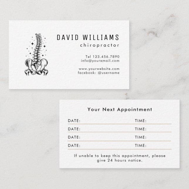 Chiropractic Chiropractor Therapy Appointment Card (Front/Back)