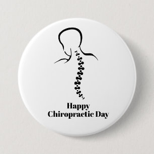 Chiropractic Day Button with Outline of Back Spine