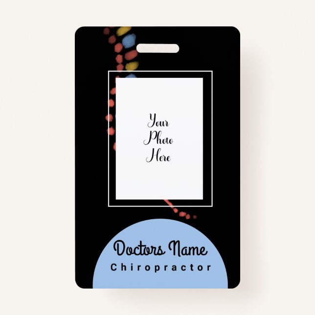 Chiropractic Doctor Chiropractor Watercolor Spine ID Badge (Front)