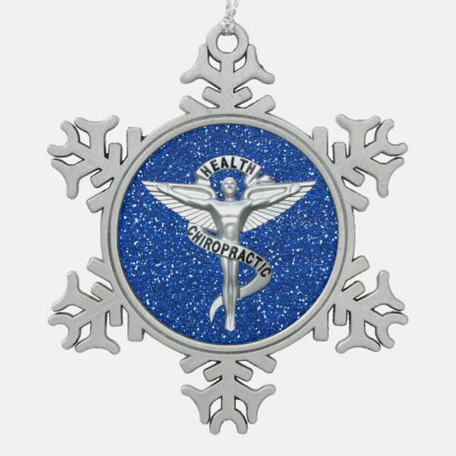 Chiropractic Emblem Pewter Snowflake Ornament (Front)
