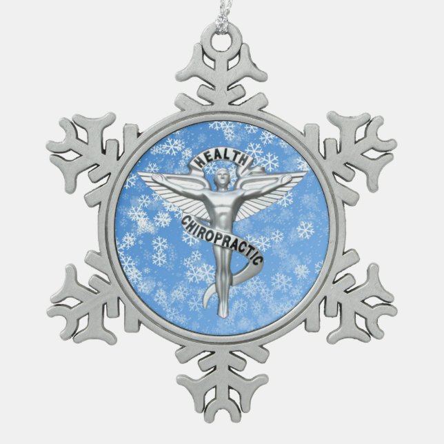 Chiropractic Emblem Pewter Snowflake Ornament (Front)