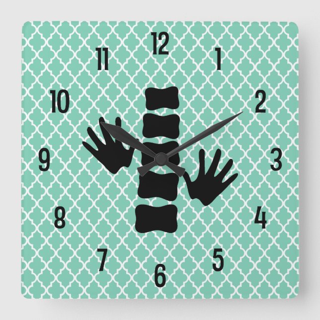 Chiropractic Hands and Spine Logo Wall Clock (Front)
