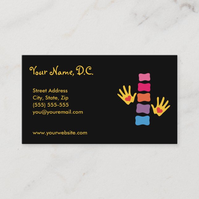 Chiropractic Hands & Spine Business Cards (Front)