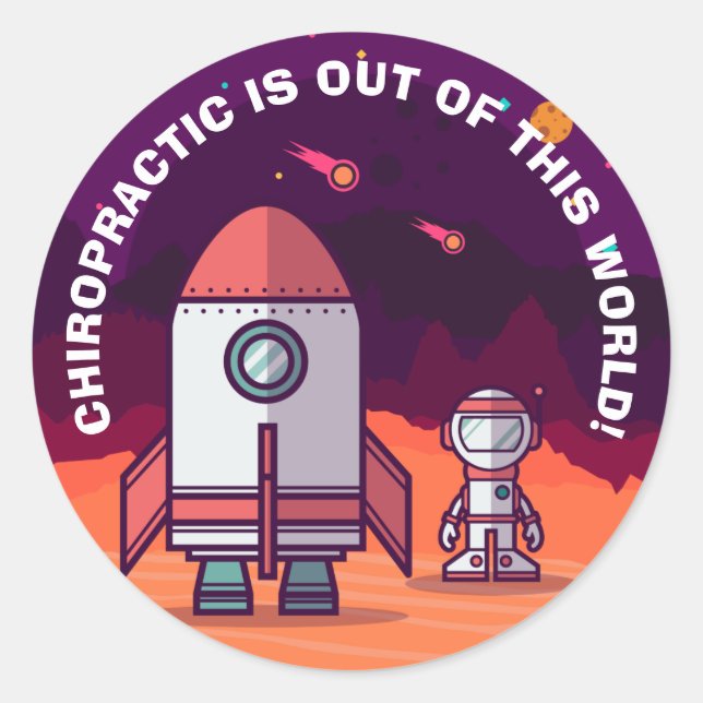 Chiropractic Is Out of This World Kids Stickers (Front)