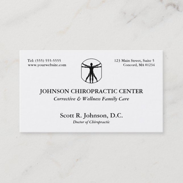 Chiropractic Logo Business Cards (Front)