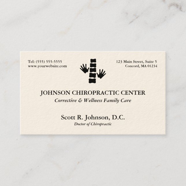 Chiropractic Logo Business Cards (Front)