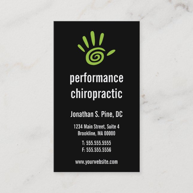 Chiropractic Logo Vertical Business Cards (Front)